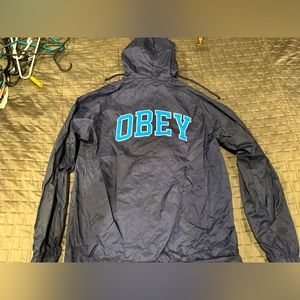 Mens obey half zip rain jacket/wind breaker
